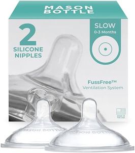 Mason Bottle Nipples (2-Pack) - Silicone Nipples, Fits Any Regular-Mouth Mason Jar - Slow Flow (0-3 Months), Wide Natural-Shaped, BPA-Free, Non-Toxic Baby Bottle Nipples - Made in USA