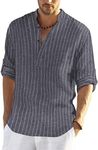 COOFANDY Men's Cotton Linen Henley Shirt Long Sleeve Hippie Casual Beach T Shirts