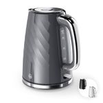 Swan Windsor Rapid Boil Kettle with Removable Limescale Filter, Boil Dry Protection and Hidden Cord Storage, 1.7L, 3KW, Grey, SK14611GRY