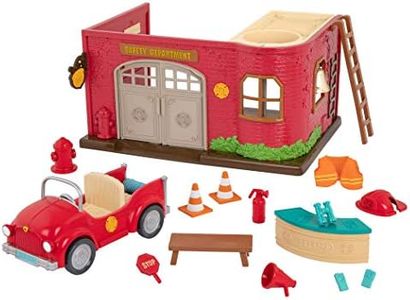 Li'l Woodzeez 16-Piece Fire Brigade Set with Accessories - Fire Engine, Fire Hydrant, Helmet and More - Fire Station Toy for Children from 3 Years
