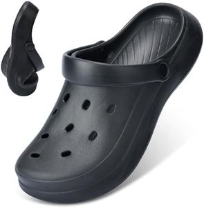 Liromna Unisex Garden Clogs Breathable Quick Drying Garden Shoes with Arch Support Men Garden Clogs Women Beach Footwear Fashions Anti-Slip Garden Clog,Black,44