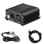 Phantom Power Supply,48V Portable Phantom Power Supply with USB and One XLR Audio Cable for Any Condenser Microphone Music Recording Equipment