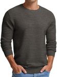 NUOKESASI Men's Long Sleeve Casual Sweater Crewneck Pullover Sweater Solid Knitted Soft Dark Gray-S