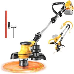 Cordless String Trimmer for Dewalt 20V Battery, Folding 3 in1 Weed Eater with Brushless Motor & Battery Level Display, 11" Electric Weed Wacker/Edger Trimmer/Lawn Mower for Yard Garden (Tool Only)