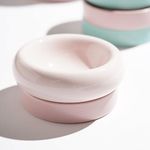 MS!MAKE SURE Cat Bowls Set, Elevated Ceramic Cat Food Bowl Protecting Spine, Raised Shallow Cat Bowl for Indoor Cats Whisker Fatigue Relief - Pink
