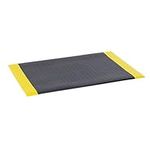 BiGDUG Anti Fatigue Safety Mat - Black With Yellow Edges Workshop Garage Flooring - 0.6 x 0.9m Checker Surface