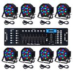 CO-Z 8-Pack Stage Lights with DMX Controller, 18 RGB LED Par Can Wash Lights and Mixer Board, DJ Lighting Equipment, Disco Party Club LED Light Show System, Sound-Activated Moving Head Package