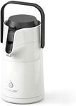 IDEUS 74 oz Stainless Steel Thermal Coffee Carafe, Double Wall Vacuum Insulated Airpot Coffee Dispenser with Pump, 12 Hour Heat 24 Hour Cold Retention, White
