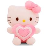 Hellokiitty Plush,KT Cat Plush Figure KT Cat Plush Toys Soft Stuffed Doll Cartoon Cuddly Doll Figurine Plush Home Decoration Children's Soft Toys for Boys and Girls Birthday Gift(30cm)