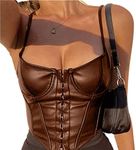 Women's Sexy Push Up Spaghetti Strap Bustiers Corsets Club & Night Out Backless Slim E-Girl Crop Top Y2k Low-Cut Vest Top Streetwear (Brown, S)