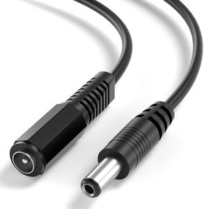 CABLEPELADO Cable alimentación CC | Cable de Extensión de Alimentación CC | Compatible con CCTV, DVR, Tira LED, Router, Pantallas, Sensores, Alexa | 2V CC 2A | DC 5.5 x 2.1 mm | Negro | 10 Metros