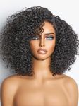 LUVME HAIR 12'' Glueless HD Curly Wig Human Hair Pre Cut Lace Wig, Real HD Lace Short Curly Bob Wigs 180 Density Human Hair Pre Plucked Bleached Knots Pre Cut