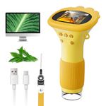 Microscope for Kids, SKYBASIC 2" IPS Screen 1000X Handheld Digital Microscopes HD Pocket Portable Mini USB Microscope Camera, PC Compatible, Science Edu Fun Birthday Gift for Children Students- Orange