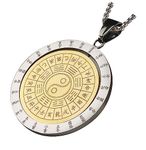 Ecooon 316L Stainless Steel Yin Yang necklace for men and women, life balance Rotating Chinese Zodiac Nine Palaces Tai Chi Bagua Amulet Fengshui protection Pendant Lucky Peace Symbol Jewelry, Stainless Steel, No Gemstone