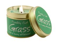 Lily-Flame Cut Grass Tin, Green, 7.7cm l x 7.7cm w x 6.6cm h