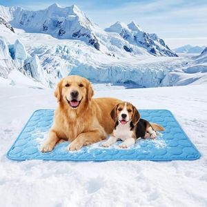 Dog Cooling Mat, 2026 New Ice Silk Self-Cooling Pad for Pets, Pressure-Activated Cooling Mat for Dogs Cats, Reusable Water-Free Summer Cooling Mat for Kennel Sofa Car Travel (Blue, Large)