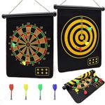 KITTER Double Sided Magnet Dart Board with 4 Darts, Magnet Dart Board Game for Kids Size 12 Inches with 4 pcs Safe Darts for Indoor and Outdoor Game