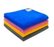 SOFTSPUN Microfiber Cleaning Cloths, 4pcs 40x40cms 340GSM Multi-Colour! Highly Absorbent Lint and Streak Free Multi -Purpose Wash Cloth for Kitchen Window Stainless Steel Silverware.…