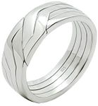 Unity 4 Band Handmade Turkish Puzzle ring 925 Sterling Silver four pieces wrapped interlocking Knott inspired stacking Ladies men Stacking elegance Unique ring for him, gift for her gift for dad all size SILVER (9.5)