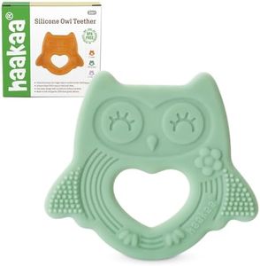 haakaa Silicone Owl Teether,Food-Grade Smiling Teething Toy for Infants, Soft Chew Toys for Babies, BPA Free, Toy for 3 Months+,Pea Green
