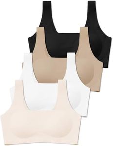 JOYTREE Girls Training Bras for Girls 8-14 Seamless Comfortable Sports Bra with Soft Removable Padding Bras Multipack - Beige/Warm Beige/White/Black, XL