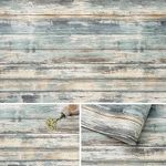 Arthome Blue Rustic Wood Paper 43.5cmx305cm Self-Adhesive Removable Wood Peel and Stick Wallpaper Vinyl Decorative Wood Plank Film Wall Covering for Furniture Easy to Clean Wooden Grain Paper