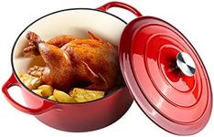 Miereirl 6 QT Enameled Dutch Oven Pot with Lid, Cast Iron Dutch Oven with Dual Handles for Bread Baking, Cooking, Non-stick Enamel Coated Cookware (Red)