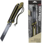 OLFA WORKS OW-BCS-1/OD Bushcraft Japanese Pull Knife, Serrated Replaceable and Retractable Carbon Tool Steel Blade, Replacement Blade: OWB-BSB-1 (Olive)