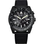 Citizen Mens Promaster Nighthawk Eco-Drive Watch 42mm Black Stainless Steel Case Black Leather Strap with Black Dial (BJ7135-02E)