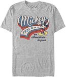 Disney Mickey Classic-Baseball Americana Organic Short Sleeve T-Shirt, Melange Grey, S