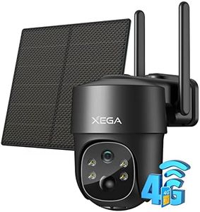 Xega 3G/4G LTE Outdoor Solar Surveillance Camera with SIM Card - 2K HD 3MP PTZ Wireless Camera Without WLAN Outdoor Battery, 355°/90° Swivel, Colour/IR Night Vision, 2-Way Audio, PIR Detection, IP66