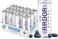 ARDOR ENERGY Sparkling Water Blueberry Pom 12 pack with 100mg Organic Caffeine from Green Tea & 200mg Organic L-Theanine (Focus & Calm). No Sugar. No Calories. Vegan. Gluten Free.