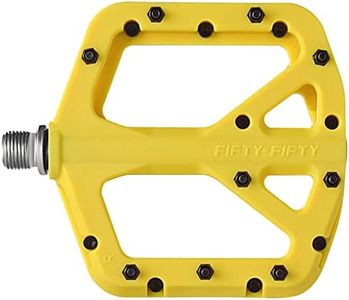 FIFTY-FIFTY Mountain Bike Pedals, Non-Slip MTB Nylon Composite, 9/16" Bicycle Pedals, Lightweight and Wide Flat Platform (Yellow)