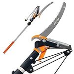 GARCARE Pole Saws for Tree Trimming, Loppers and Pole Saw 2 in 1, Lightweight Telescoping Tree Pruner with 35mm Cutting Capacity, Adjustable Length 1.4-2.1m, Carbon Steel Blade