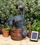 Primrose 72cm Solar Powered 2 Tier Outdoor Bucket & Tap Squirrel Water Feature Fountain