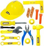 Amitasha Mechanics Helmet Tools Kit Toys for Kids Pretend Play Construction Toy for Boys Girls 3 4 5 6 Years Old Automobile Toolkit for Kids - (Pack of 12 Tools)