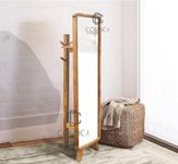 CORSICA DESIGNS | Wooden Full Length Mirror with Detachable Stand | Coat Hanger Rack Dressing Mirror | 100% Solid Mango Wood | Clear 1:1 Image Reflection | Floor Mirror | Free-standing (Honey Gold)