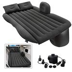 GoodHood Polyvinyl Chloride (PVC) Car Air Mattress|Car Inflatable Bed With Electric Pump & 2 Air Pillow|Quick Inflatable Back Seat Bed|Travel,Trips,Camping,Picnic,Pool & Beach|Universal Fit|Black