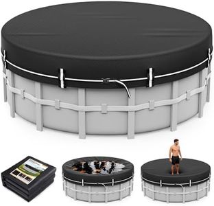 LXKCKJ 18 FT Round Pool Covers for Above Ground Pools, 420D Solar Pool Cover with Ground Nail Accessories Set, Spa Covers for Hot Tub,Stock Tank Pool Cover Ideal for Waterproof, Dustproof, Windproof