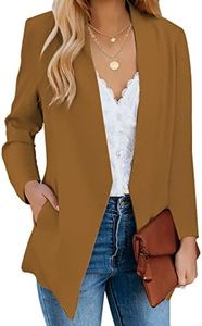 luvamia Women's Casual Long Sleeve Lapel Button Slim Work Office Blazer Jacket Work Jackets for Women Office Tan Brown Size Small Size 4 Size 6