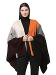 513 Women Girls Acrylic Winter Wear Knitted Open Front Self Design Kimono Shrug Wrap,Orange