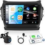 2+64G Android 13 Car Stereo for Hyundai Santa Fe IX45 2013-2018 with Apple Carplay Android Auto Mirror Link 9 inch Touch Screen FM RDS HiFi Bluetooth WiFi GPS+AHD Camera & MIC