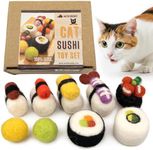 Woolbuddy Cat Sushi Toy, 8pcs, Wool Cat Toy for Boredom & Stimulating, Cute Interactive Toys for Indoor Feline Friends, Self-Play Kitten Toys, Chew Toy, Enrichment Without Catnip