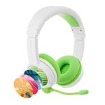 BuddyPhones School+ Wireless Volume Limiting Educational Kids Headphones with Boom Microphone - Safe Audio Voice Enhancing Bluetooth Study Headphones, Foldable, Adjustable, 20-Hrs Battery Life, Green