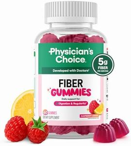 Physician’s Choice Fiber Gummies for Digestive Health & Regularity - Raspberry Lemon Flavor - No Sugar Added & Vegan - Natural Chicory Root Prebiotic Fiber - Daily Gummy for Adults, Women & Men - 60CT
