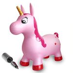 Bouncy Animal Hopper, Inflatable Ride On Animal Bounce, Unicorn Gift Toy for 18 Months 2 3 4 5 Year Old Kids Toddlers Boys Girls - Pump Included, (Pink)