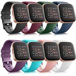 8 Pack Sport Bands Compatible with Fitbit Versa 2 / Fitbit Versa/Versa Lite/Versa SE, Classic Soft Silicone Replacement Wristbands Straps for Fitbit Versa 2 Smart Watch Women Men (8 Pack C, Large)