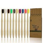 10 Pcs Bamboo Toothbrush, BPA Free Soft Bristle Toothbrush, Eco Friendly Natural Wooden Toothbrushes, Vegan Organic Bamboo Charcoal Tooth Brush for Sensitive Gums (10 Colors)