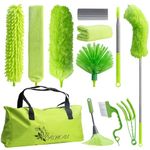 CALBEAU Dusters for Cleaning, Duster with 81 inch Extension Pole for Cleaning High Ceiling Fan, High Window, Sofa, Cobweb Duster for High Corner, 11 PCS Microfiber Duster Kit with Storage Bag