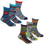 Metzuyan Kids Boys Cotton Rich Novelty Socks Gaming Designed Gamer Size 9-12, Multicolor